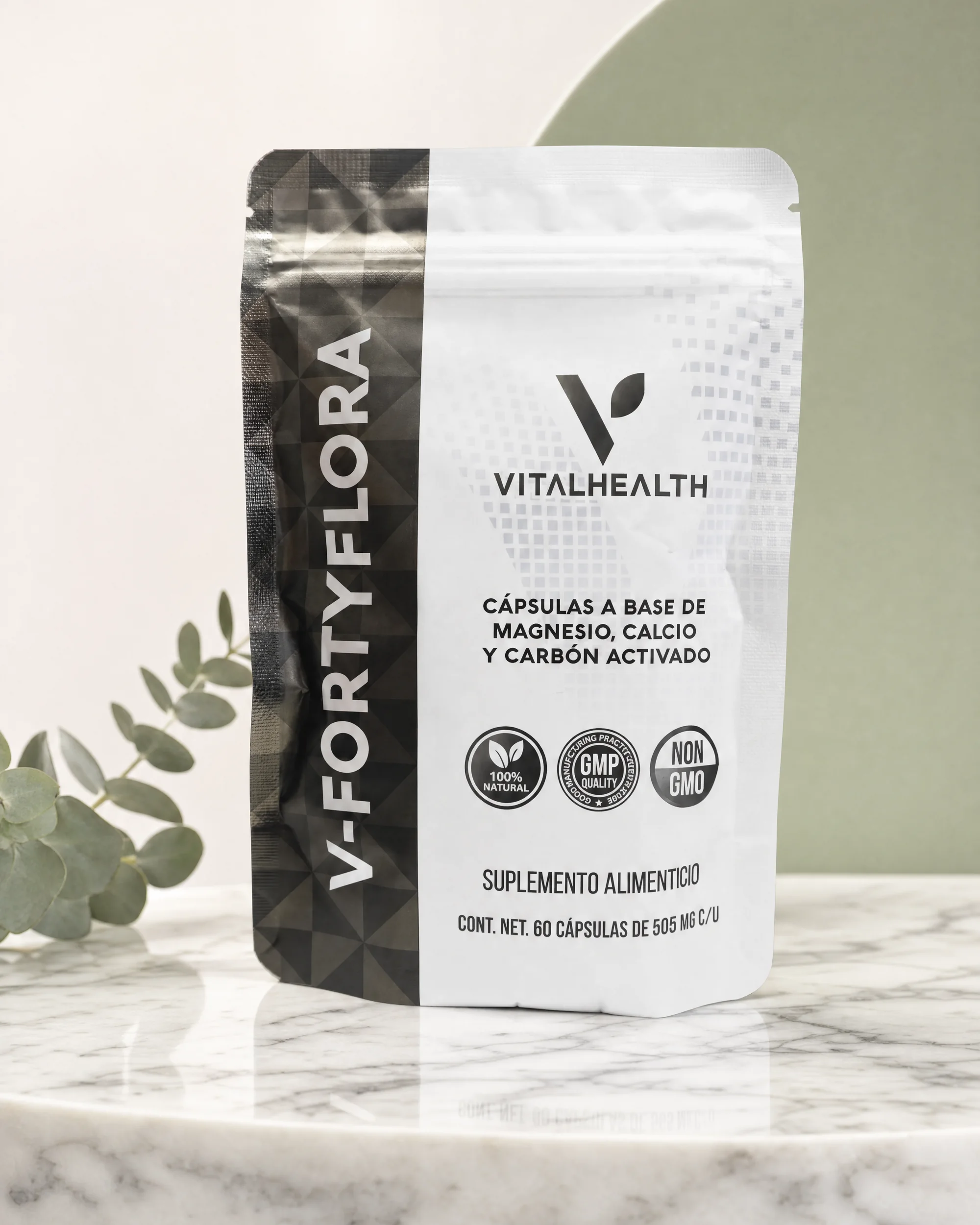 V-FortyFlora — Magnesio, calcio y carbón activado