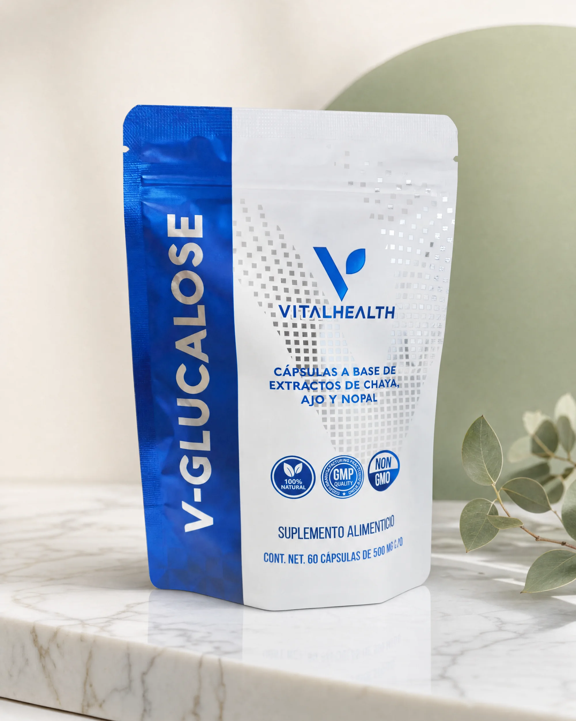 V-Glucalose — Canela, ajo y nopal para el metabolismo de azúcares