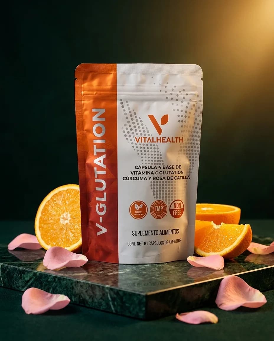 V-Glutatión Plus — Glutatión con vitamina C, cúrcuma y rosa de castilla