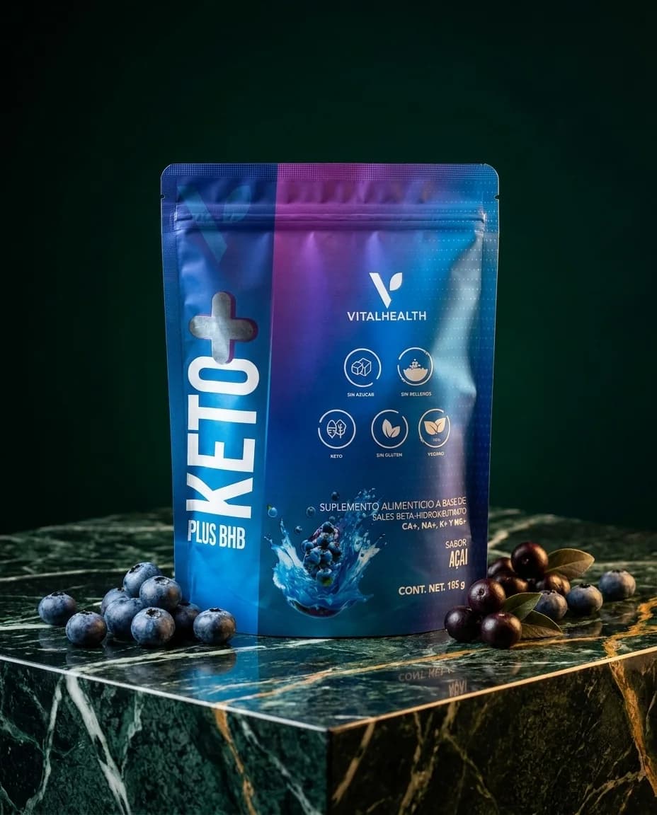 Keto + BHB — 3000 mg de BHB con electrolitos · sabor arándano-açaí