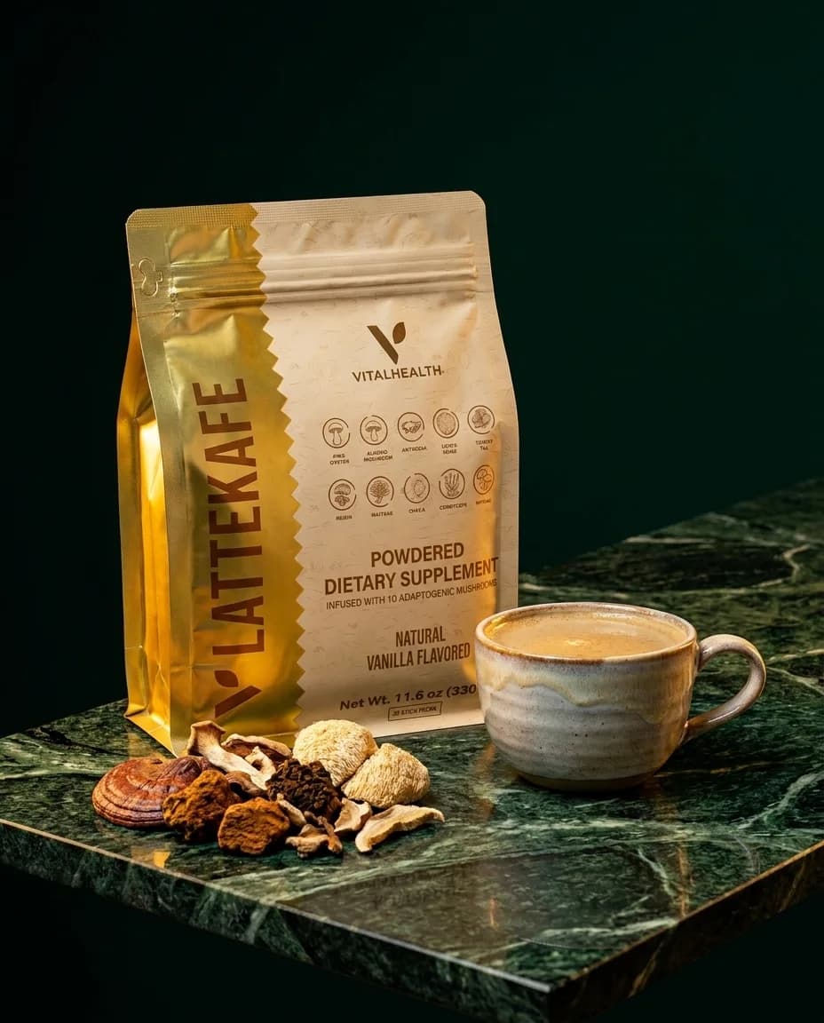 LatteKafe — Latte con 10 hongos adaptógenos · sabor vainilla