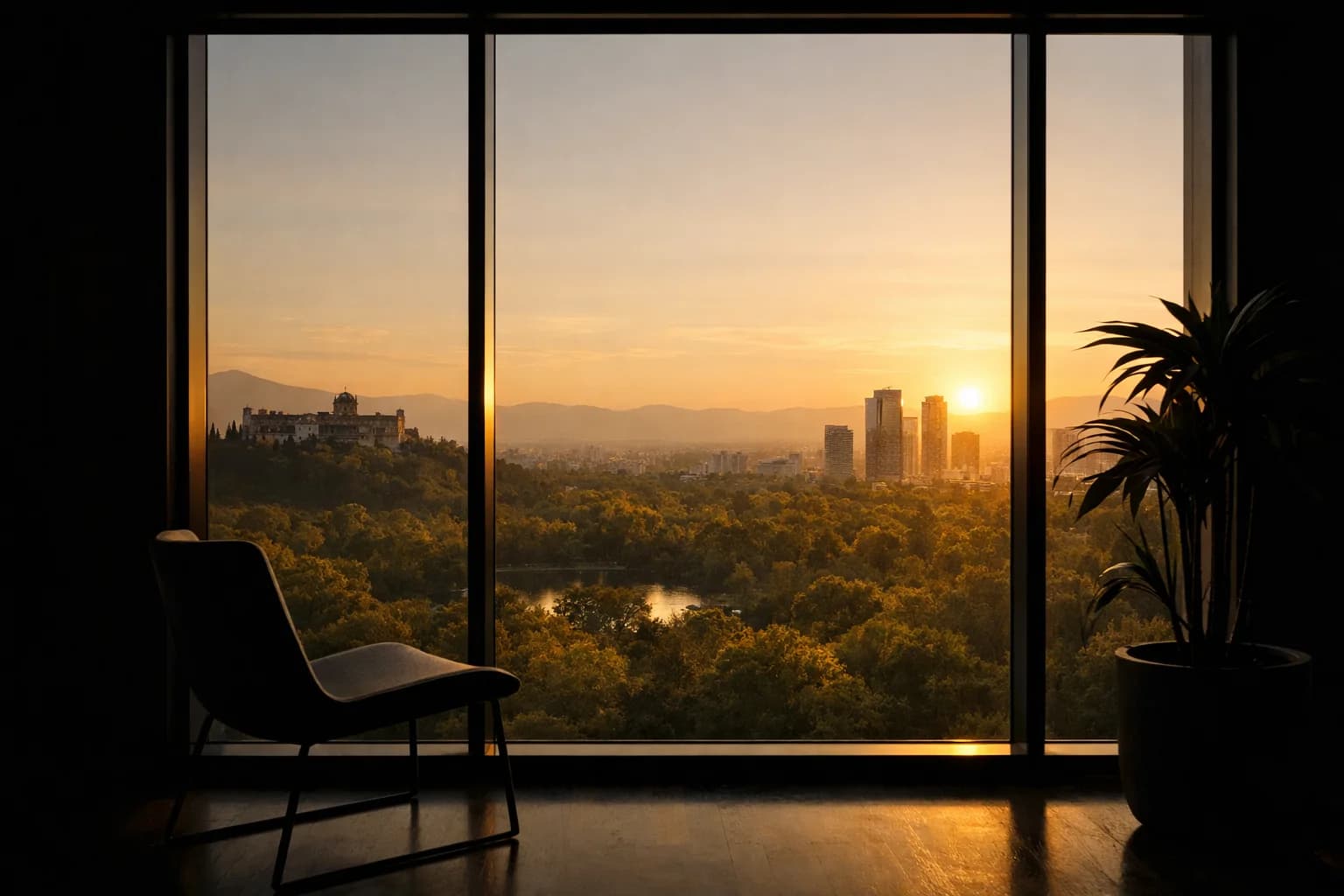 Vista al Bosque de Chapultepec desde el piso 16